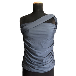 Elegant Grey-Blue Off-Shoulder Women's Bathing Suit Top